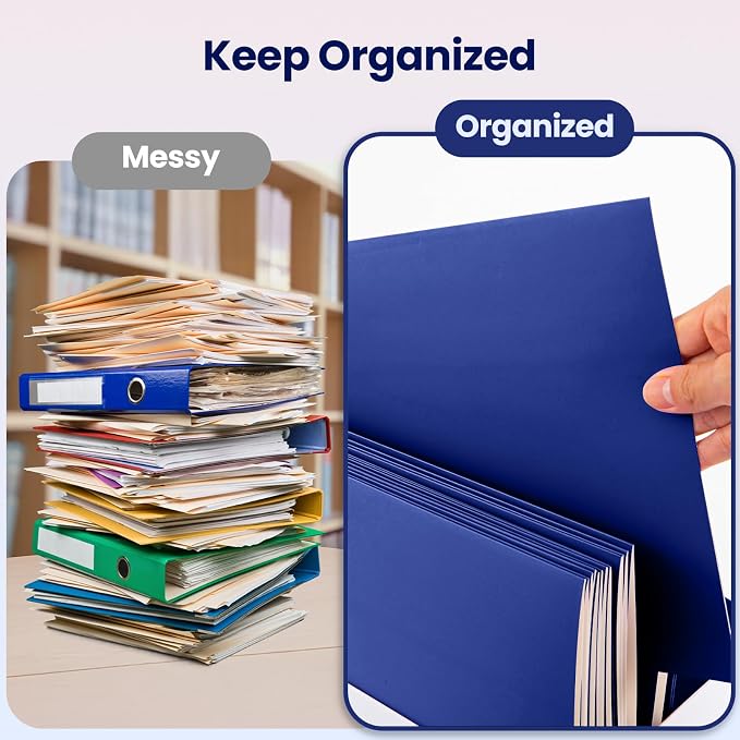 BIBRADAA® 10 Packs Blue Folders,Paper Folder Surface with Waterproofing,Letter Size,Holds 100 Plus Sheets,for School,Office,Business. (10, Blue)