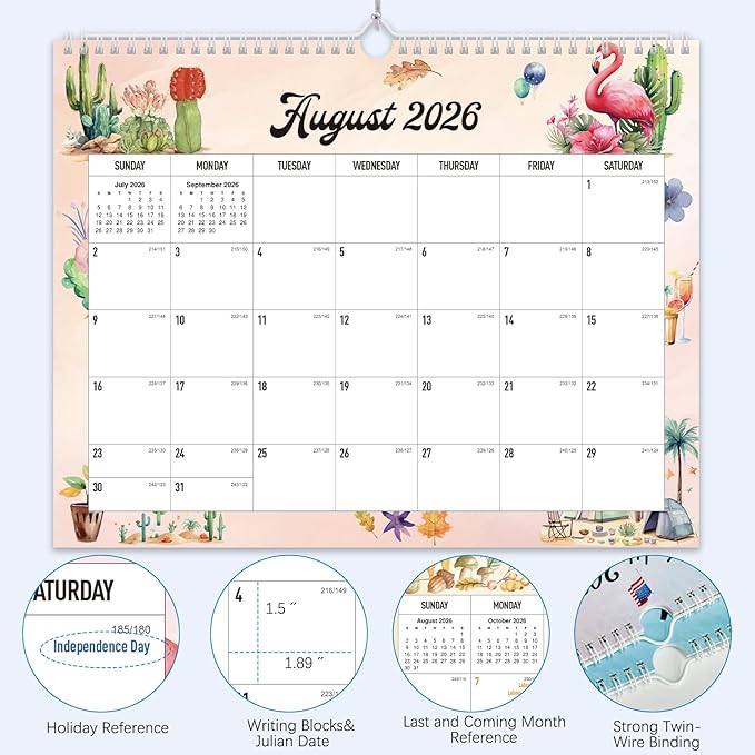 2026-2027 Wall Calendar - 18 Months Wall Calendar 2026-2027 with Thick Paper, Jul 2026 - Dec 2027, 14" x 11", Twin-Wire Binding, Home or Office Calendar for Easy Organizing