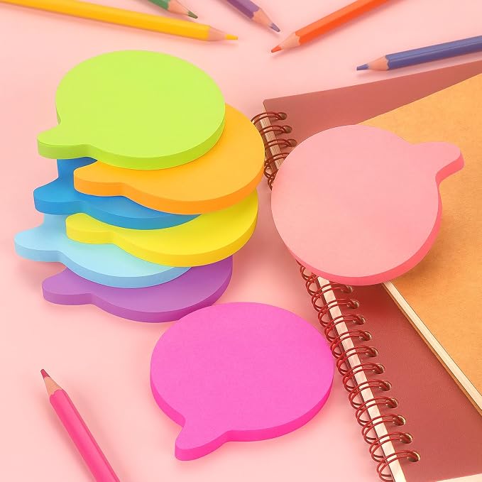 SIMONA Bubble Shape Sticky Notes 8 Bright Colors, 600 Sheets | Cute Bubble Design Self-Sticky Note Pads, 8 Assorted Bright Colors Sticky Notes for Office, School, Family