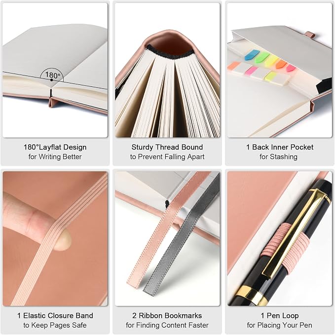 College Ruled Notebook B5, 312 Numbered Pages Diary, Lined Leather Journal | Extra-Thick with 2X Writing Space, 100gsm No Bleed Paper, Hardcover, Lay-Flat, for Work, School, Meeting Notes & Journaling