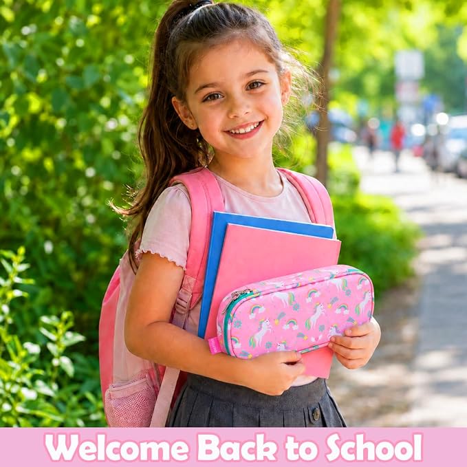 RHCPFOVR Kids Pencil Case for Girls-Soft Zipper Large Capacity Pencil Pouch for Girls Pencil Case for School Pencil Bag for Toddler (Pink Unicorn)