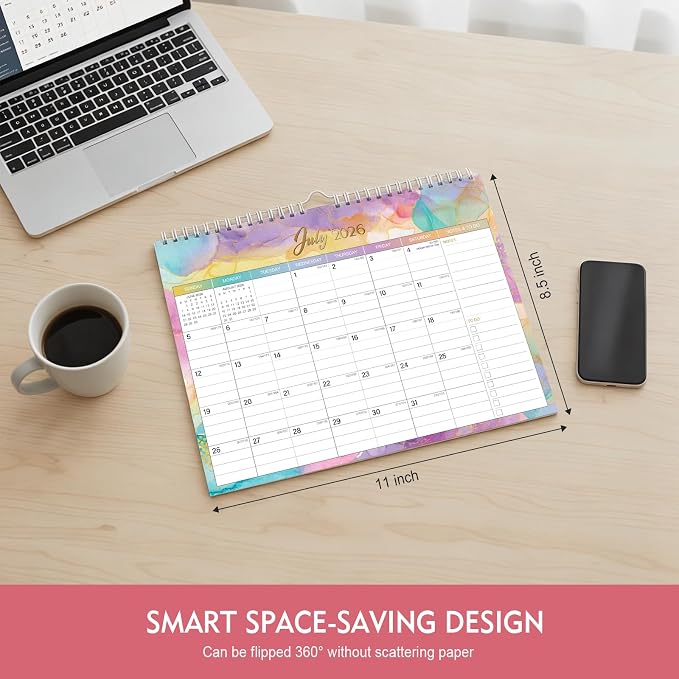 Comix 2026-2027 Wall Calendar,18 Month Planner for Home Office Classroom | 120GSM Thick Paper, Large Lined Blocks, Ink Bleed Resistant, Reinforced Hanger, for Home Office Classroom Family Planning