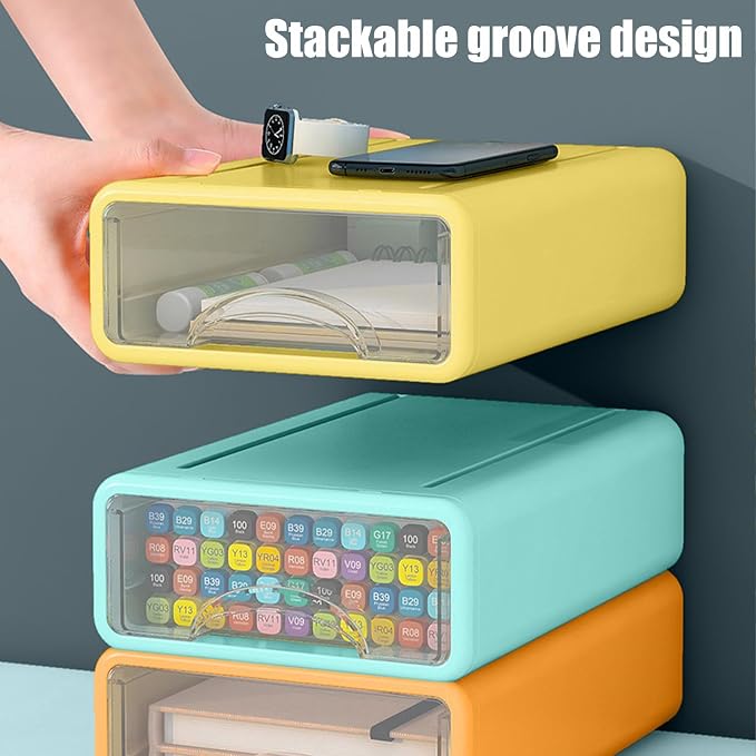 Desk Organizer with Drawers, Stackable Storage Drawers with Compartments Desktop Organization for Office Supplies, Makeup, Pencils, Tape, Erasers, Paperclips, Chargers (5pack)