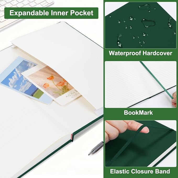 Comix A4 Lined Journal Notebooks, 208 Pages, Large Size-8.5" x 11", Dark Green, Hardcover Journaling Notebooks for Men & Women- Fits for Office, Business, School, Notes Taking & Writing