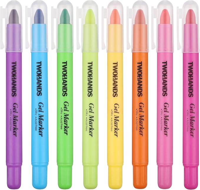 TWOHANDS Bible Highlighters No Bleed 8 Assorted Colors,Gel Highlighters Marker Pens for Bible Study Journaling 21403