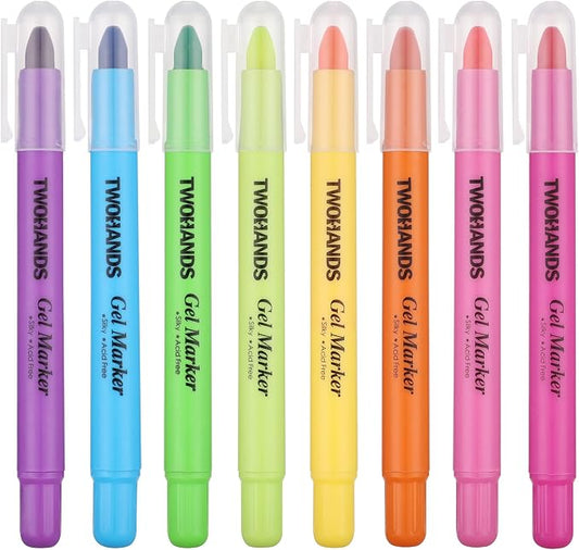 TWOHANDS Bible Highlighters No Bleed 8 Assorted Colors,Gel Highlighters Marker Pens for Bible Study Journaling 21403