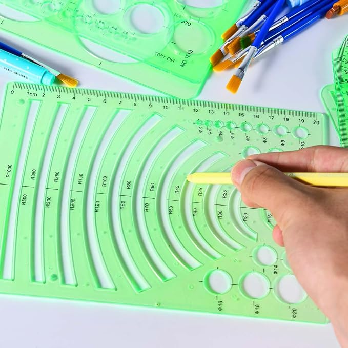 SenseYo 7 Pack Drawings Templates Stencil, Circle Template for Geometric Drawing Stencils, Plastic Clear Circle Stencils Architecture Supplies Drafting Tools for Studying, Designing