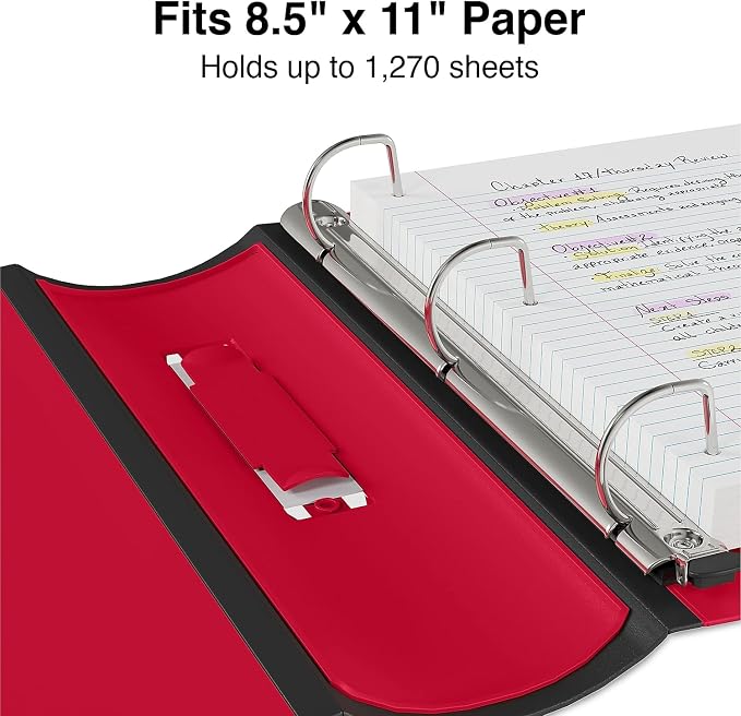 Staples Better Binder, 5" Extra‑Capacity Heavy‑Duty D‑Ring Binder, Red, Reinforced Spine, Holds 1,050 Sheets, High‑Capacity Office & Records Organizer, 2‑Pack