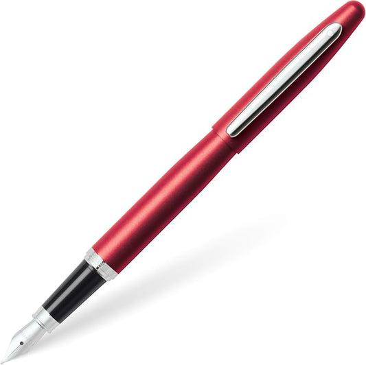 Sheaffer VFM Excessive Red Fountain Pen with Chrome Trim and Fine Nib