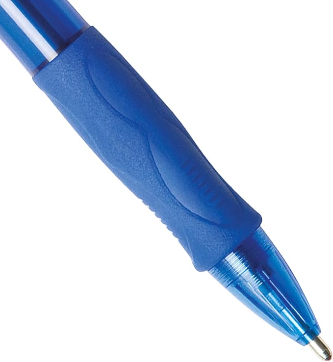 BIC Glide Bold Blue Ballpoint Pens, Bold Point (1.6mm), 4-Count Pack, Retractable Ballpoint Pens With Comfortable Full Grip