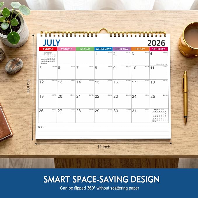 Comix 2026-2027 Wall Calendar, 18 Month Planner for Home Office Classroom | 120GSM Thick Paper, Large Lined Blocks, Ink Bleed Resistant, Reinforced Hanger, for Home Office Classroom Family Planning