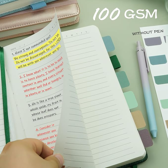 Hoci Poci 400 Pages Lined Journal Notebook, 5.8" x 8.4", Green | Thick Journal for Writing, A5 Hardcover Leather Notebook with 100Gsm College Ruled Paper for Women Men Work Note taking