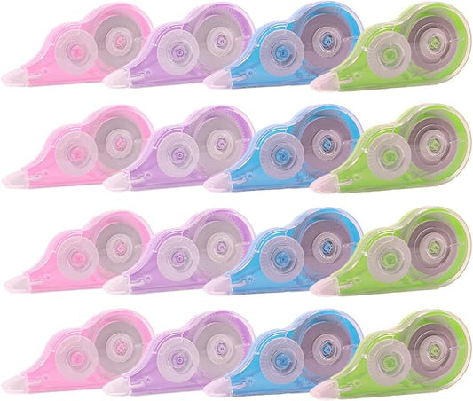 16 Pcs 39.4 Ft Colorful Correction Tape, White Wrong Out Tape Roller Bulk for Noting, Teacher Supplies, School, Office and Home (4 Colors)