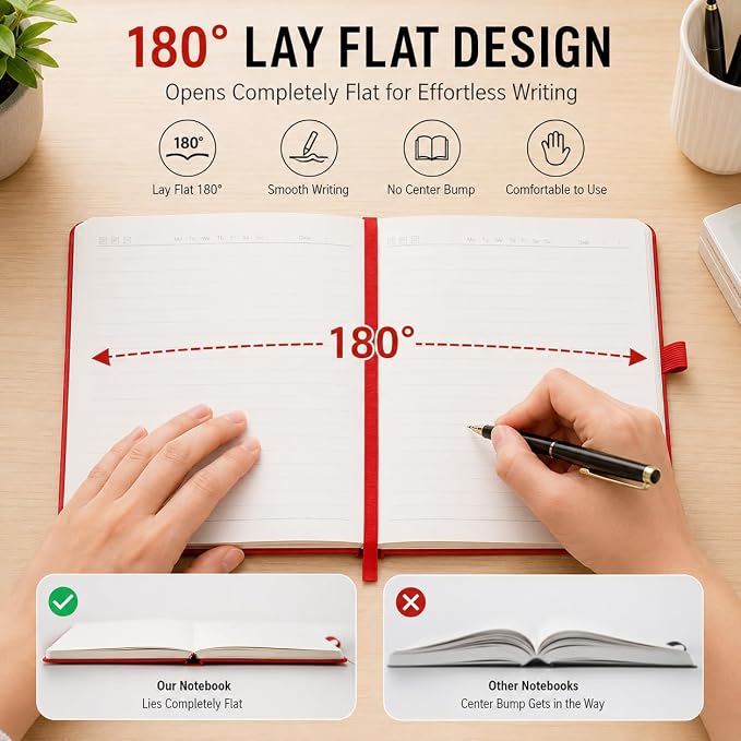 Heture 8 Pack Lined Journal Notebooks, A5 Hardcover Notebooks, 5.5 x 8.3 inch, 100GSM,160 Pages, Classic College Ruled Notebooks for Writing/Work/Travel/College (Assorted Color)