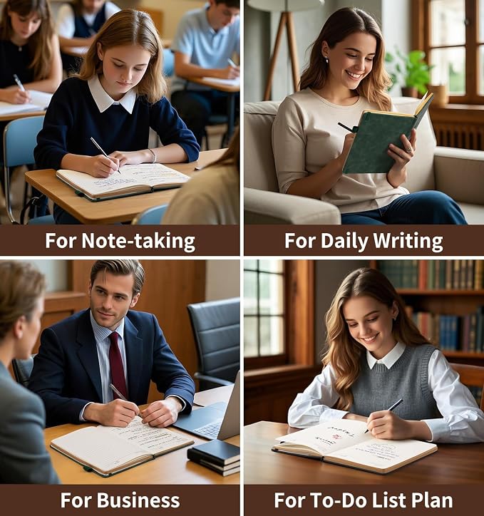 Lined Journal Notebook for Women Men, A5 Hardcover Leather Journals for Writing, 200 Pages Thick Paper, Daily Journal Notebook for Work, School, Note Taking, Business, Travel, College Ruled