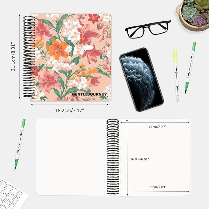 Hardcover Sketchbook,7.2"x8.3"Spiral Bound Drawing Pad,Lily Bouquet | 150gsm(92lb)Acid-Free Thick Paper,Blank Art Journal for Adults,Artists&Beginners,Ideal for Sketching,Doodling and Mixed Media