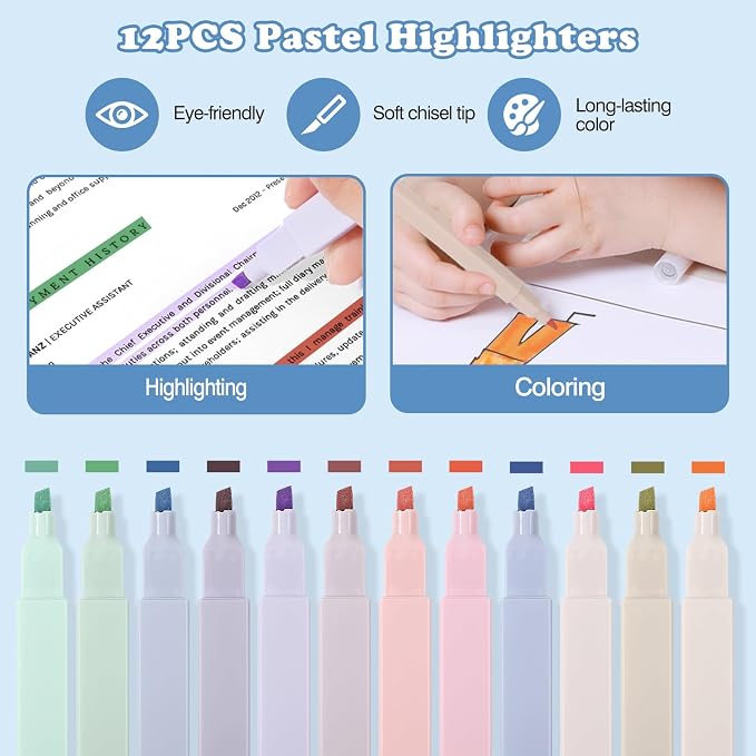 MoKo Pencil Case with Supplies, 56Pcs Aesthetic School Set, Green | Includes 12 gel pens, 12 highlighters, 6 mechanical pencils, refills, sticky notes, index tabs, rulers and correction tapes.