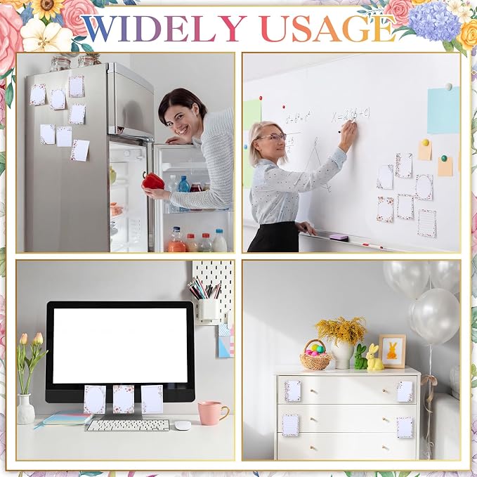 Chiisong 12 Pads Wildflower Sticky Notes Flower Sticky Notes 3 x 4 Inches Colored Adhesive Memo Reminder Decor Vintage Wild Floral Memo Pads Flower Notepads for Journal Office Birthday Gifts