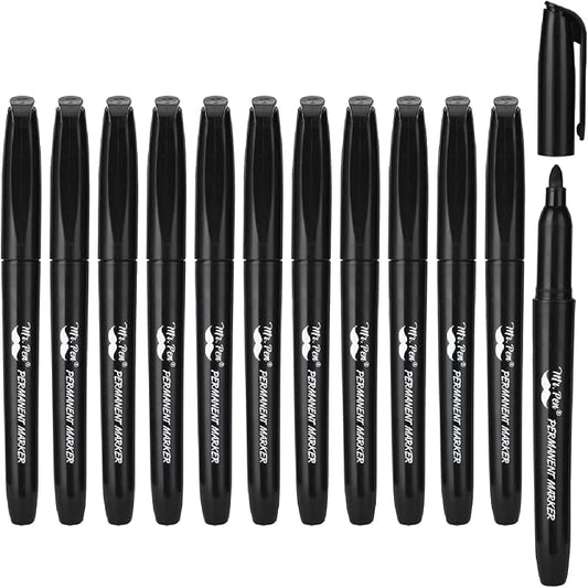 Mr. Pen- Permanent Markers, 12 Pack, Black, Fine Tip, Black Markers | Fine Tip Markers