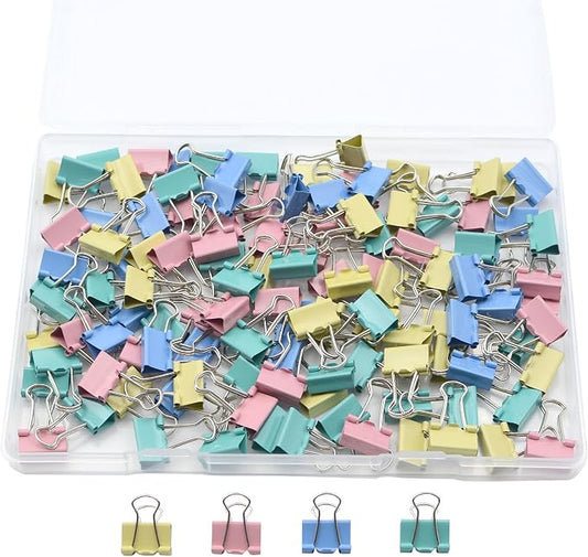 120 Pcs Small Multicolour Binder Clips, Paper Clamps for Office Work School and Home Supplies (120)