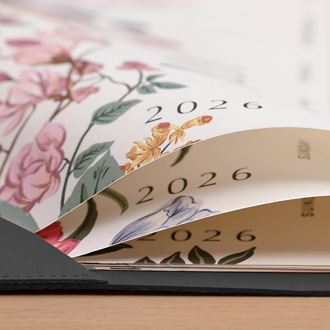 Cabbrix Desk Calendar 2026 with Desktop Mat, Large Desk Pad Calendar 22 x 17 Inch Runs From July 2026 to December 2027, Floral Design Calendar 2026 for Home School and Office (Black)