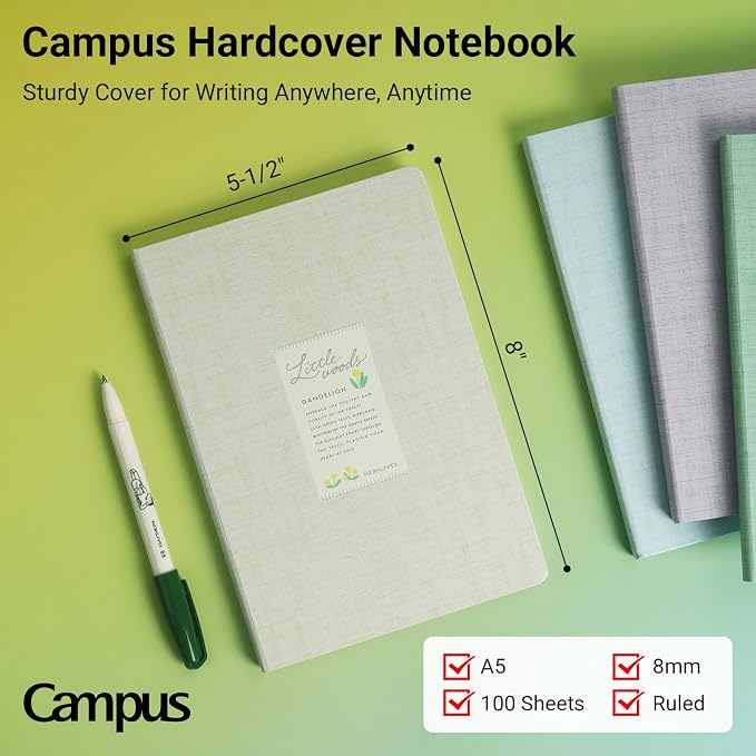 KOKUYO Lined Journal Notebooks, 4 Pack A5 Hardcover Notebook for Women in 8mm Ruled Japanese Smooth Paper, 70gsm 100 Sheets Each Pastel Travel Journal in 5.5'' x 8'', Journaling Writing Work & Office