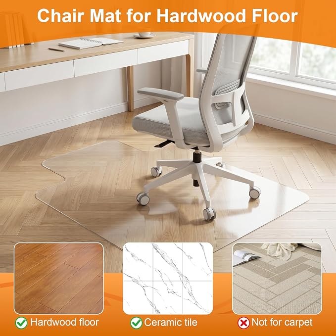 Chair Mat for Carpet- Low Pile (1/4" Thick) Carpet Protector (Hardfloor Mat)