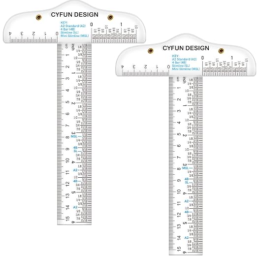 2PCS 6 inch/15cm T-Shape Acrylic Transparent T-Ruler for Drafting and General Layout Work Scrapbooking Drafting Tools Scale Ruler for Crafting Zero-Centering Ruler with Inches & Metric Measuring Tool