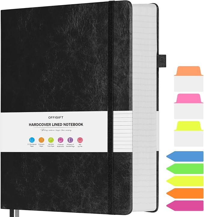 College Ruled Notebook 8.5" x 11", 312 Numbered Pages Lined Leather Journal | Extra-Thick with 2X Writing Space, 100gsm No Bleed Paper, Hardcover, Lay-Flat, for Work, School, Meeting Notes & Journaling