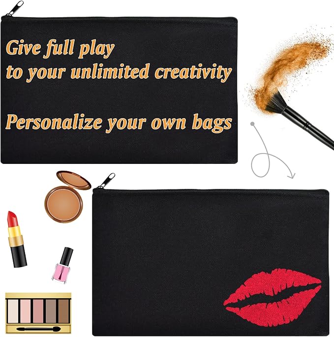 ZeeDix Canvas Zipper Pouch Bulk – 8.3 x 5 Inches Cotton Canvas Pouches with Zipper, Canvas Pencil Pouch, Makeup Bags Bulk for Travel Cosmetic Toiletry, Multipurpose Zipper Pouch for DIY Craft Storage