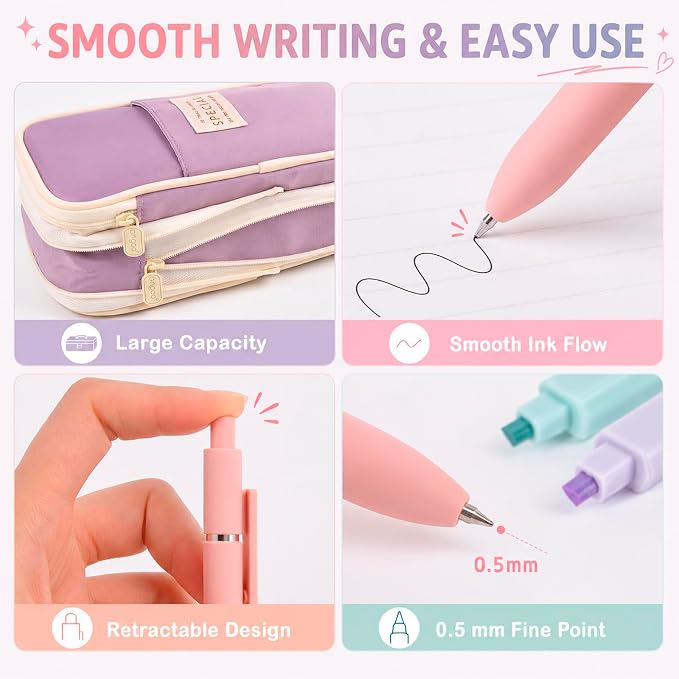 Aesthetic School Supplies Pen Highlighter - Bible Writing Correction Set | 27 Pcs Cute Stationery Set Bible Note Taking Supplies Aesthetic Pencil Case Pencil Case Bag Study Supplies for School College