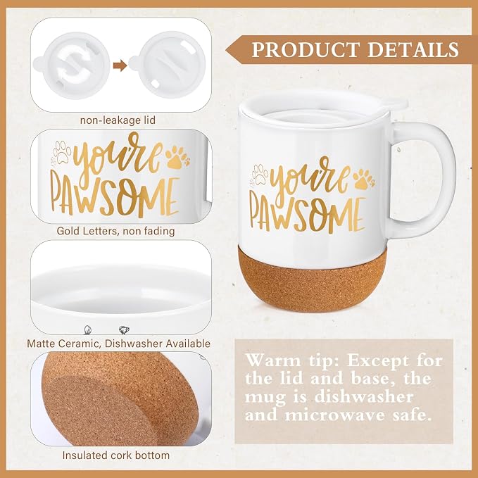 Sayglossy 4 Pcs Veterinary Gift Set Thank You Gift for Vet Tech Veterinary Assistant Animal Lover Pet Groomers Dog Sitter Trainer Paw Print Notebook Coffee Mug Scented Candle Pen for Vet Tech Week