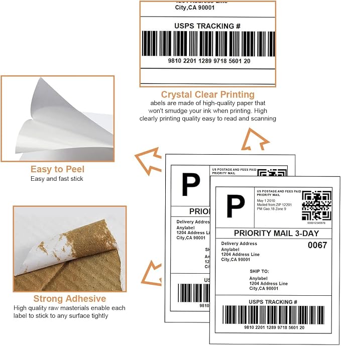 Full Sheet Labels 8.5 X 11, White Matte Sticker Paper, Laser/Inkjet Printing, 1000 Sheets, 1000 Labels, 1 Up Shipping Mailing Address Storage Bin Labels Stickers 8-1/2" x 11"
