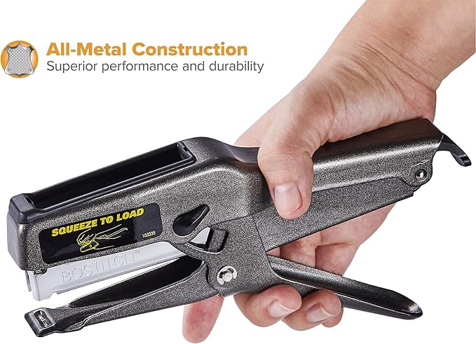 Bostitch Office B8 Plier Heavy Duty Stapler with 1250 1/4" Staples | Full Strip Metal Bostitch Stapler for Cardboard, Paper and Fabric (45 Sheet Capacity)