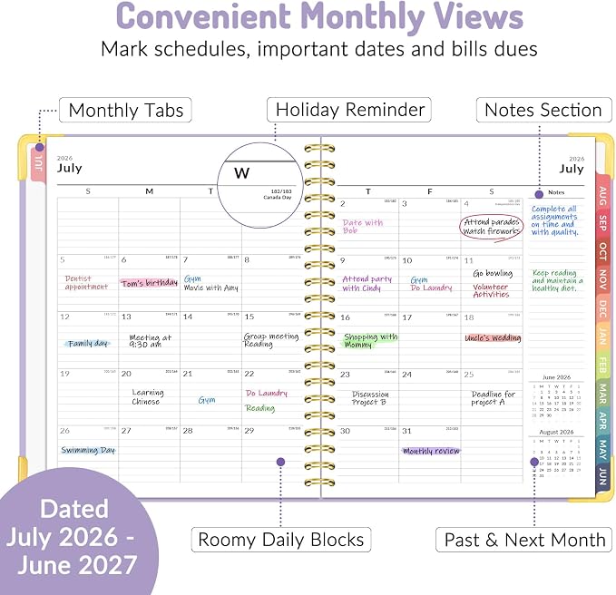 Forvencer Academic Planner 2026-2027, July 2026-June 2027 Weekly & Monthly Hardcover Calendar Planner, 8.5" X 11", Daily Agenda Book, School Office Notebook College Teacher Organizer A4, Off-white