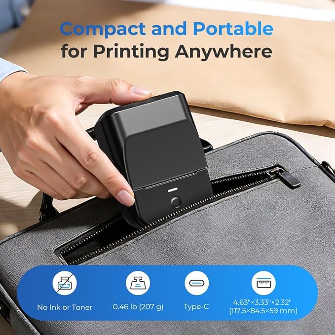 PM240 Label Maker Machine with Tape, Label Printer Black, Set 1 | 2'' Bluetooth Thermal Sticker Label Maker for Small Business, Home, School, Office Safety Label Maker with Multiple Templates