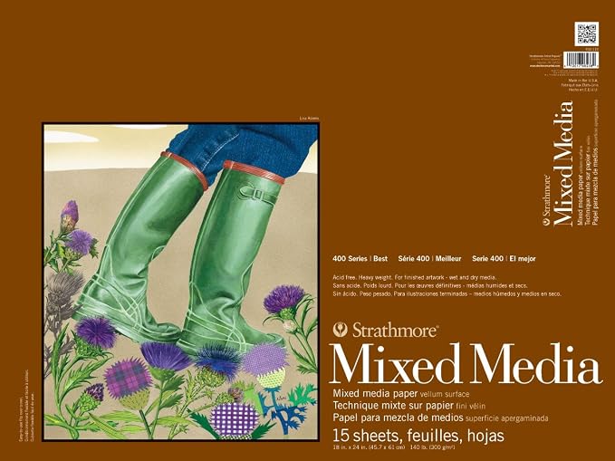 Strathmore 400 Series Mixed Media Pad, 18"x24", White, 15 Sheets
