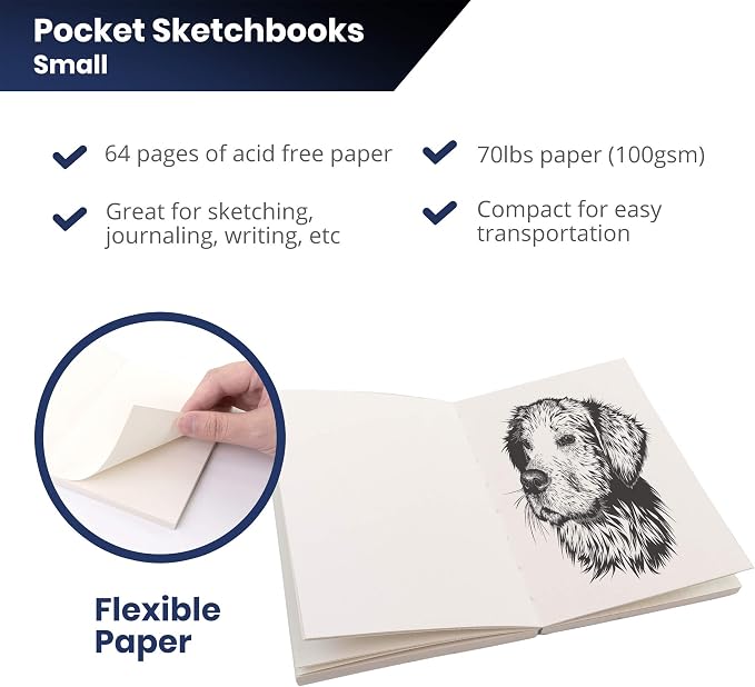 Pacific Arc LayFlat Sketchbook - 3.75 x 5.3 Inches - Celtic Blank Note Book, 64 Sheets, Thick 100gsm Paper, for drawing, sketching, and journaling, 32 Blank and 32 Gridded