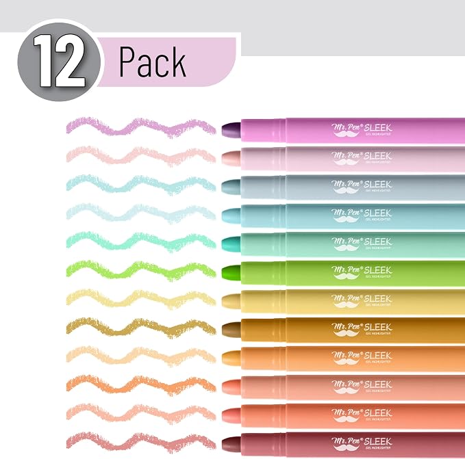 Mr. Pen- Gel Highlighter, 12 Pack, Assorted Colors | Bible Highlighters No Bleed, No Bleed Highlighters, Bible Highlighter