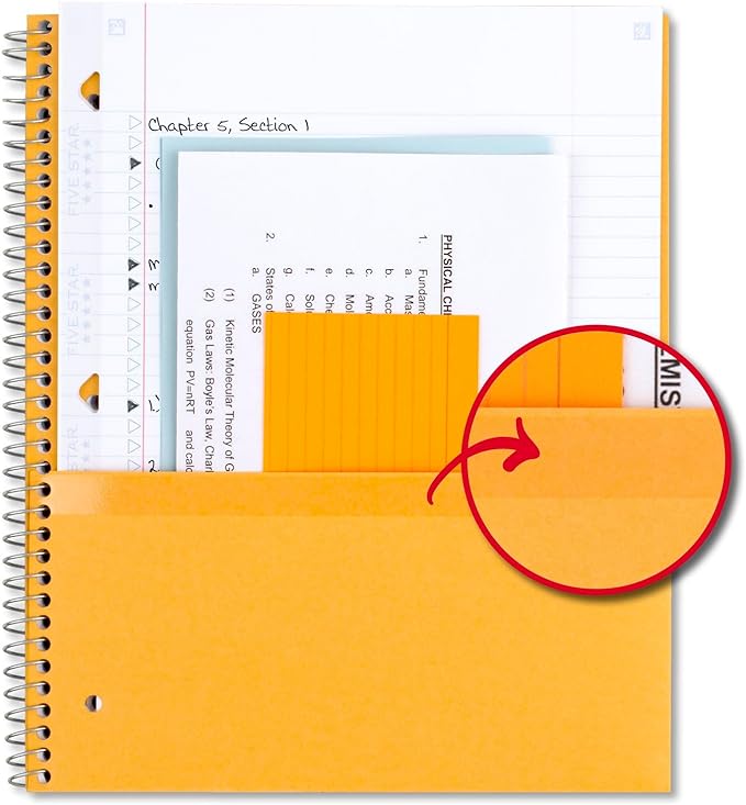 Five Star Spiral Notebook + Study App, 3 Subject, College Ruled Paper, 8.5" x 11", 150 Sheets, Blue (Color May Vary) (820003NH0), (Pack of 6)