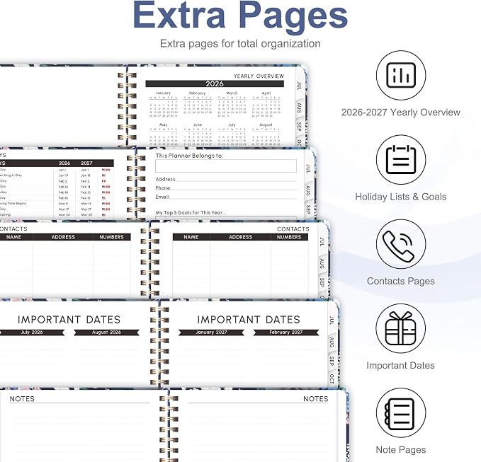 Planner 2026-2027, Weekly and Monthly Academic Planner, July 2026 - June 2027, Hardcover Calendar Agenda Book for School Year Planning, School Supplies for Teacher and Student, A5(6.3'' x 8.5'')