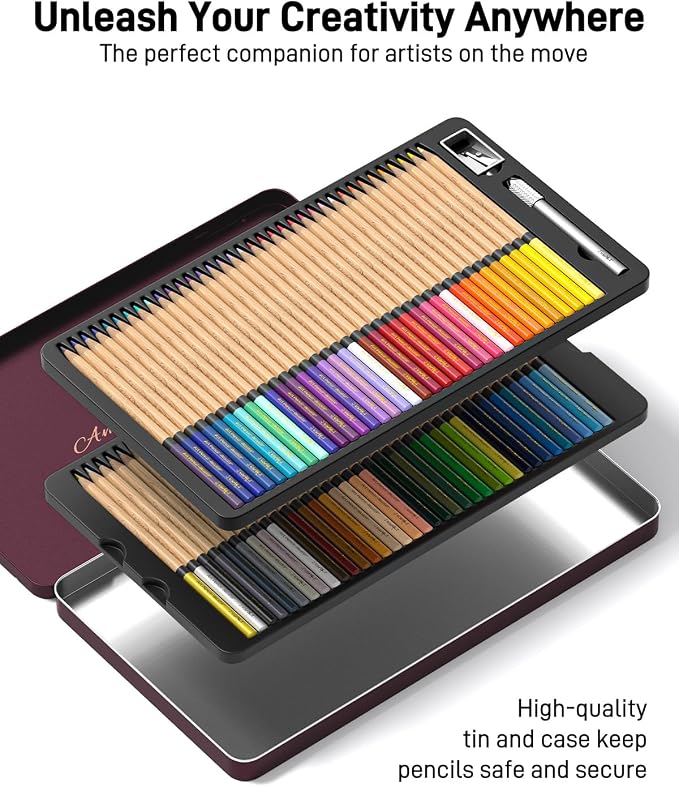 JusArt 72 Oil-Based Colored Pencils – Soft Core, Durable, Vibrant | Ultra-Smooth Oil Pastel Pencils for Adult Coloring, Portrait, Sketching, Landscape. Professional Drawing Pencils for Artists