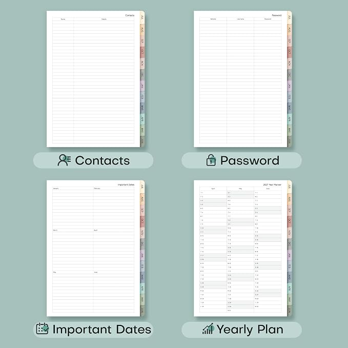 Planner 2026-2027 Monthly and Weekly Academic Planner July 2026 - June 2027, Linen Hardcover Agenda 2026-2027 Calendar Daily Planner for Student Teacher with Monthly Tabs, 6" x 8.3", Vintage Brown