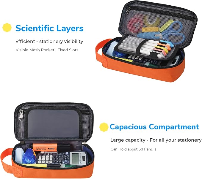 ECHSRT Large Pencil Case, Aesthetic Pen Pouch with Big Capacity, Minimalist Portable Stationery Bag with Handle for Office Organizer Aesthetic Pencil Cases