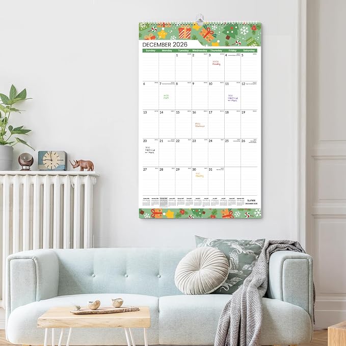 SUNEE 2026-2027 Wall Calendar Extra Large 17"x27", 21 Month July Calendar (Ends March 2028),Vertical Monthly for Wall, Seasons Color
