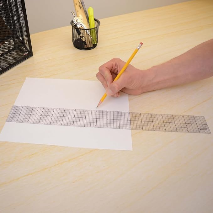 Westcott Transparent Beveled Graph Ruler with Zero-Centering Scale, Back-to-School, School Supplies, Classroom Supplies, 2 X 18-Inch