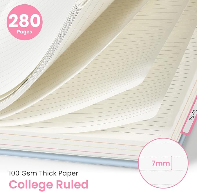 Large Lined Spiral Journal for Women Cute Hardcover 5 Subject Notebook for Work 8.5" x 11" with Removable Dividers & Tabs, College Ruled, 280 Pages Aesthetic Journal for Work, School & Note Taking, Puppy Parade