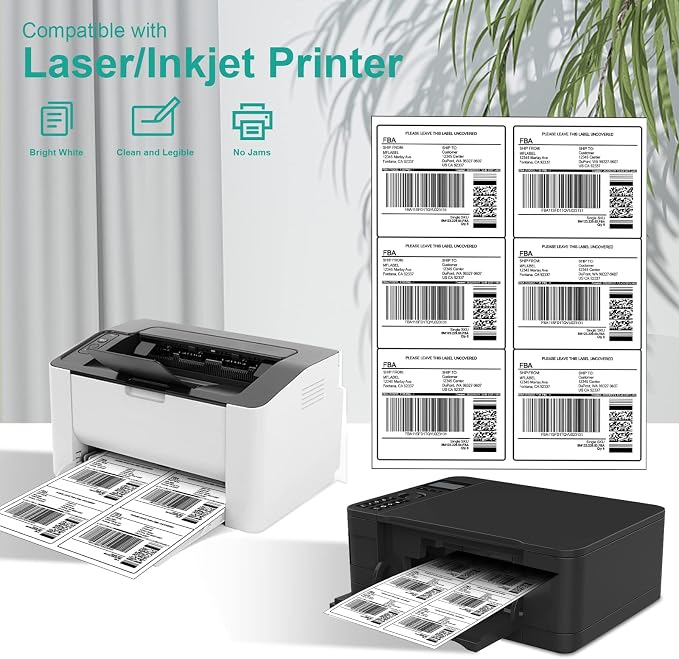 MFLABEL 3-1/3" x 4" FBA Address Labels, 6-Up, White, Laser/Ink Jet Printer Compatible, 6 Per Page (24000 Labels, 4000 Sheets)