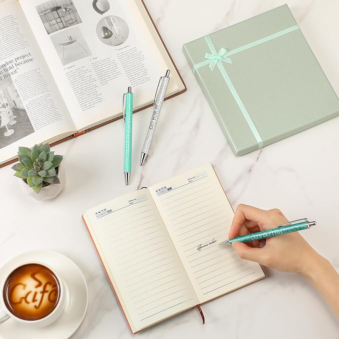 Thenshop 5 Pcs Difference Maker Gifts Journal with Pen Leather Notebook 3 Ballpoint Pens Box Thank You Gift for Nurse Boss Employee Coworker Teacher Volunteer Social Worker Assistant(Green)