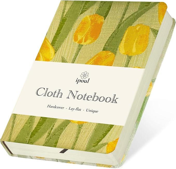 Pocket Notebook, A6, 4x6, Small Embroidered Journal, Cute Notebook, Lay Flat, Hardcover, Lined Notebook & Sketchbook, Note Taking Notebook, Beautiful Journal for Women, Tulip Flower